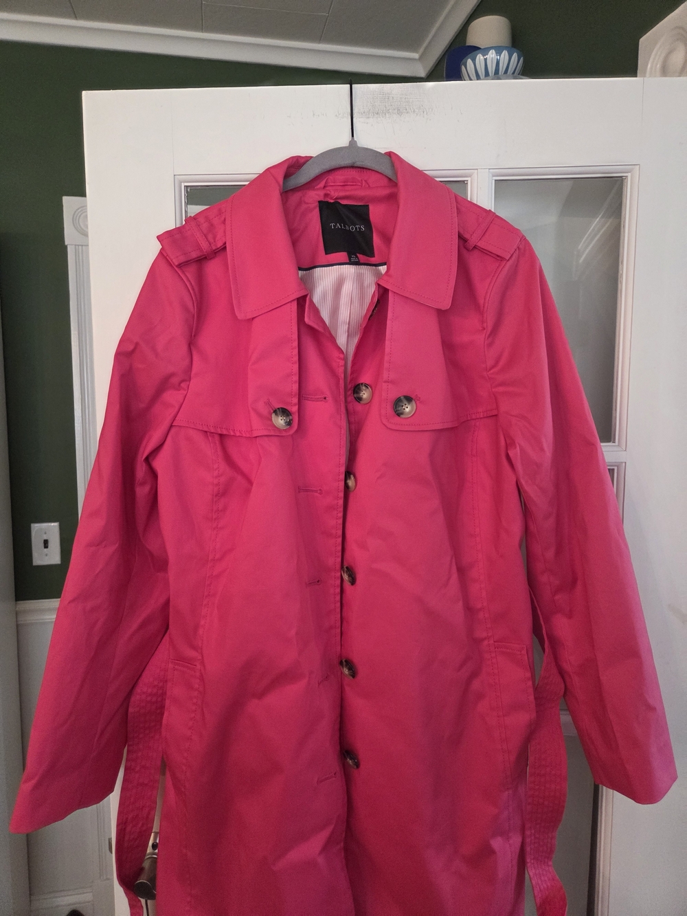 Talbots Women’s Pink Belted Trench Coat - Size XL - Picture 9 of 11